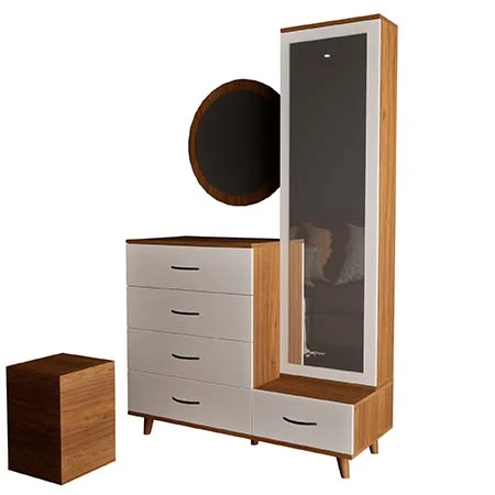 میز آرایش مدل TA-051 بدون آینه سفید گردویی