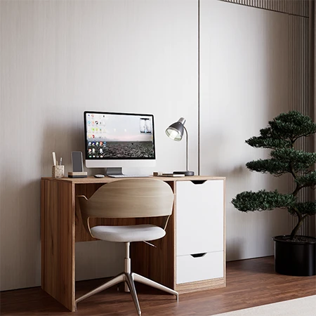 میز تحریر تمام ام دی اف مدل مریسا سفید گردویی